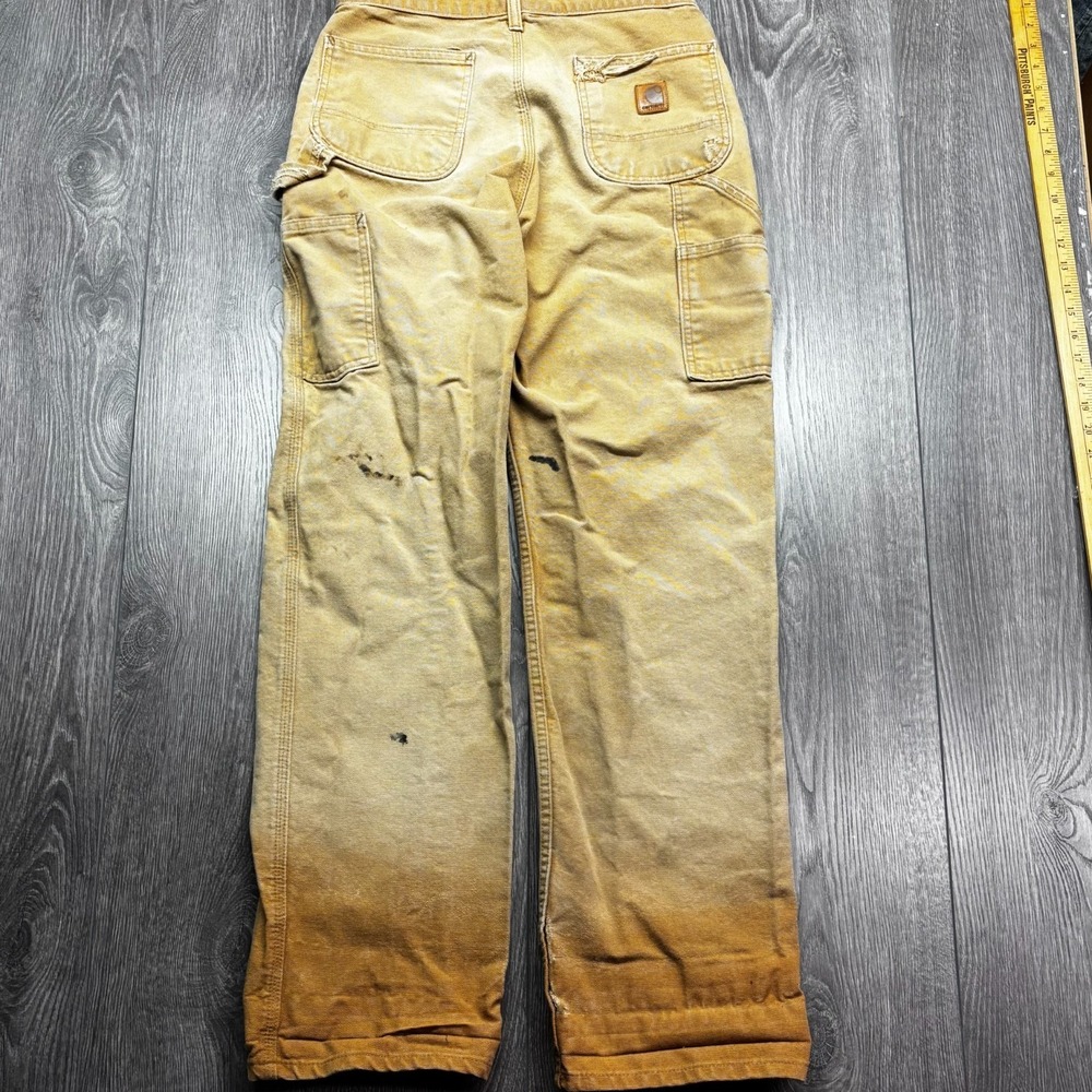 Vintage Carhartt Pants Mens 30x34 Carpenter Original Faded Canvas B11 BRN Y2k - Picture 2 of 11